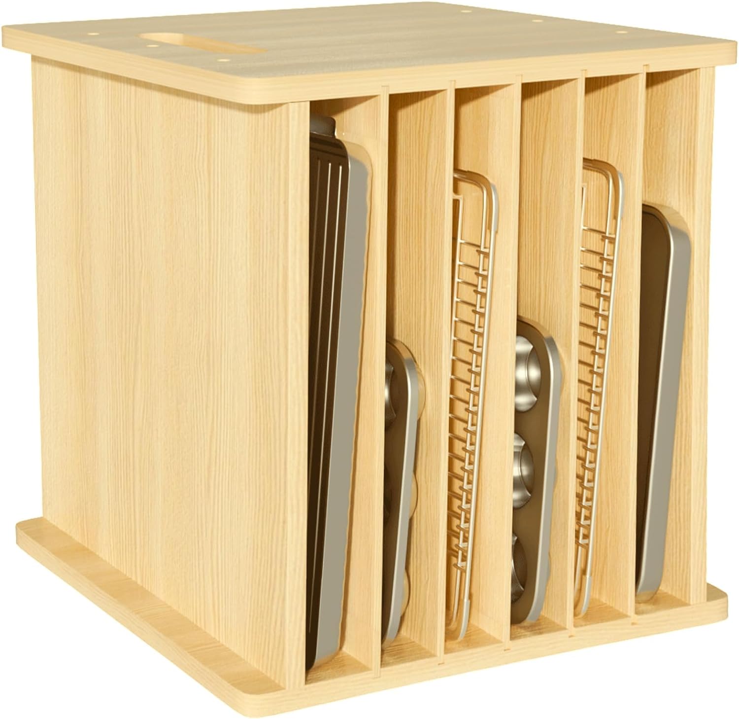 Kitchen Cabinet Baking Sheet Organizer - Ahşap Fırın Tepsisi Bölücü Düzenleyici, Dikey